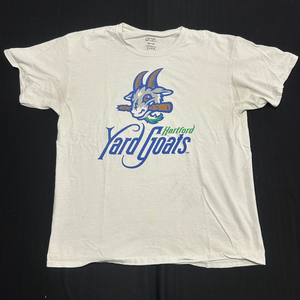 Port and Company Hartford Yard Goats Baseball Graphic T-Shirt White Mens Large
